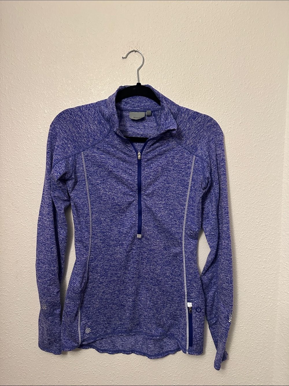 Athleta Heathered Purple Quarter-Zip Turtleneck Pullover